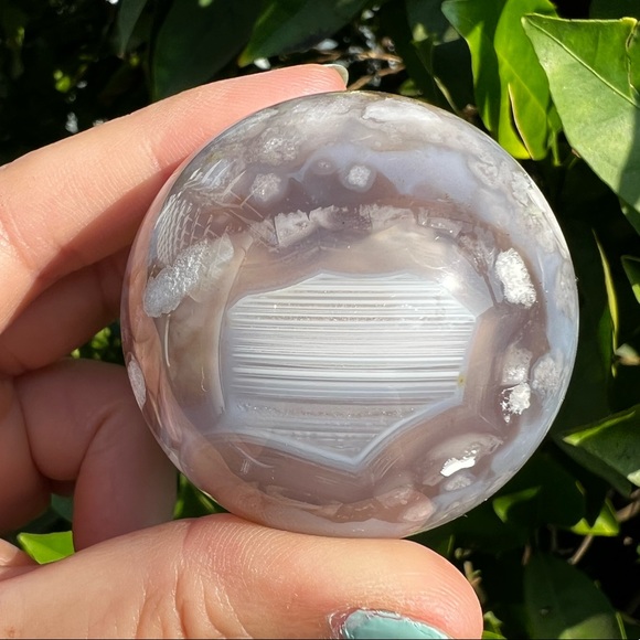 Smiley Face Flower Agate Sphere - Picture 7 of 7